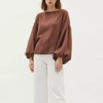blouse à volants gaze de coton marron femme collection automne hiver 2022