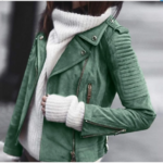 veste en cuir verte femme tendance automne 2022