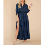 robe longue en jean bleu foncé femme mode en ligne