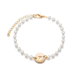 bracelet perles plaqué or avec lettre initiale