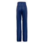 pantalon en cuir bleu tendance évasé taille haute
