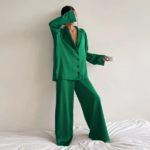 pyjama vert en satin femme