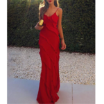 robe longue rouge à bretelles