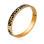 bracelet jonc léopard or tendance