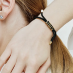 bracelet cordon noir or léopard bijou fantaisie tendance