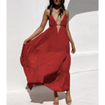 robe rouge longue cocktail chic femme