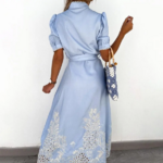 Robe longue bleue élégante et tendance
