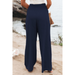 pantalon large tendance été 2023 femme bleu marine