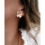 boucles d'oreilles plaqué or fleur vintage femme