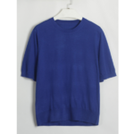 t-shirt en laine tricoté bleu roi femme