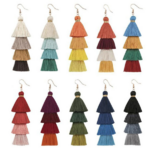 boucles doreilles pendantes longues à pampilles multicolores pour femmes