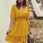 robe courte femme à volants jaune montmatre la selection parisienne