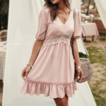 robe courte femme à volants rose montmatre la selection parisienne