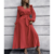 robe rouge longue fluide manches longues femme tendance automne 2022