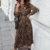 robe longue imprimée tendance femme automne hiver marron