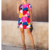 robe d'été à manches courtes imprimée colorée femme