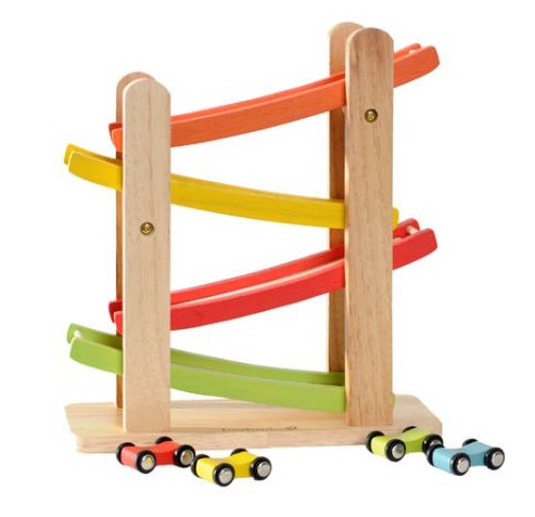 Rampe De Course En Bois Avec Dinosaures - Jouet Montessori Pour Bébé 1 An Et Plus, 4 Niveaux, Rouleaux Grands