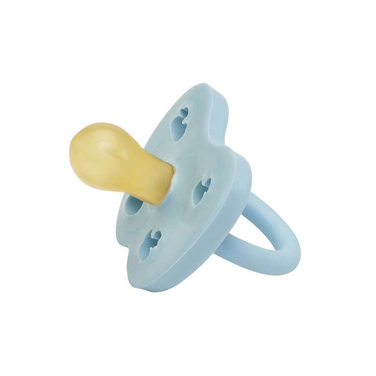 sucette Hevea Planet ronde - 0-3 mois - caoutchouc naturel - babyblue