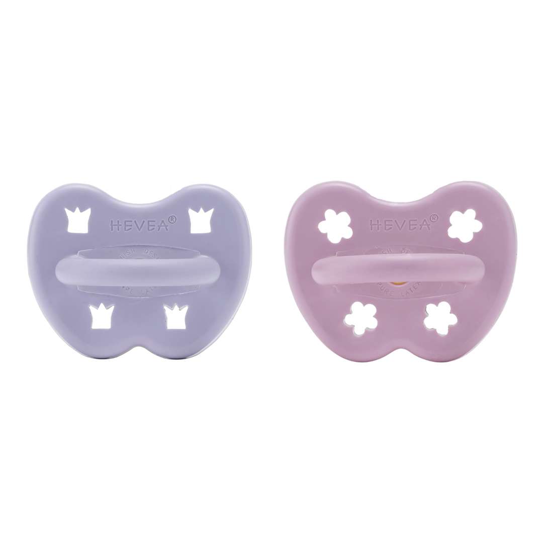 Lot de 2 Tétines Hevea planet rondes 3-36 mois caoutchouc naturel Dusty Violet &amp; Light Orchid Two-Pack (1)