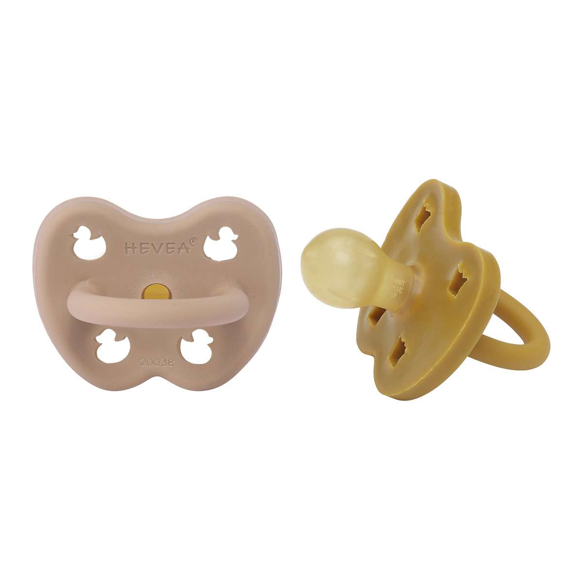 Lot de 2 Tétines Hevea planet rondes 3-36 mois caoutchouc naturel Golden Honey and Tan Beige_3 to 36 Months_Side View