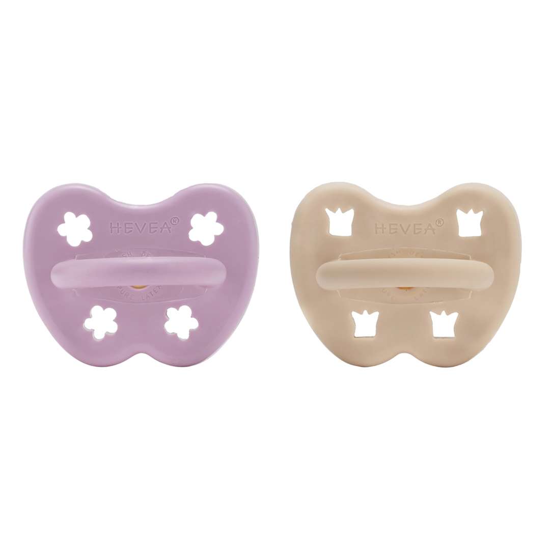 Lot de 2 Tétines Hevea planet rondes 3-36 mois caoutchouc naturel Light Orchid &amp; Sandy Nude Two-Pack  (1)
