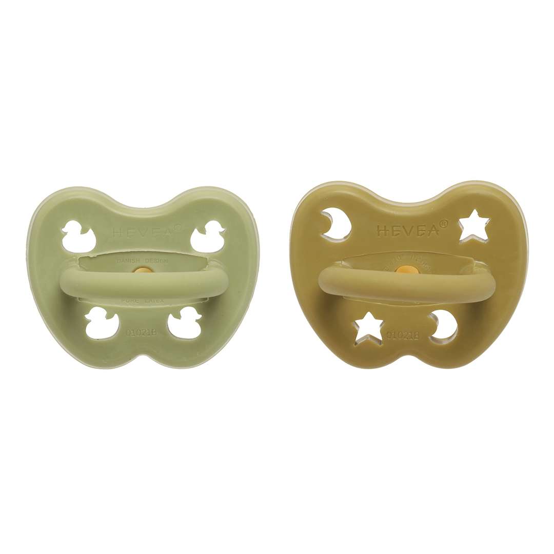 Lot de 2 Tétines Hevea planet rondes 3-36 mois caoutchouc naturel hunter_green_3-36_round_olive_01