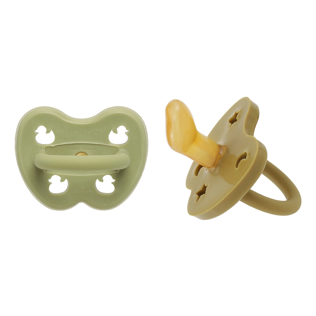 Lot de 2 sucettes bébé  Hevea planet physiologiques en Caoutchouc naturel 3-36 mois  hunter green et olive