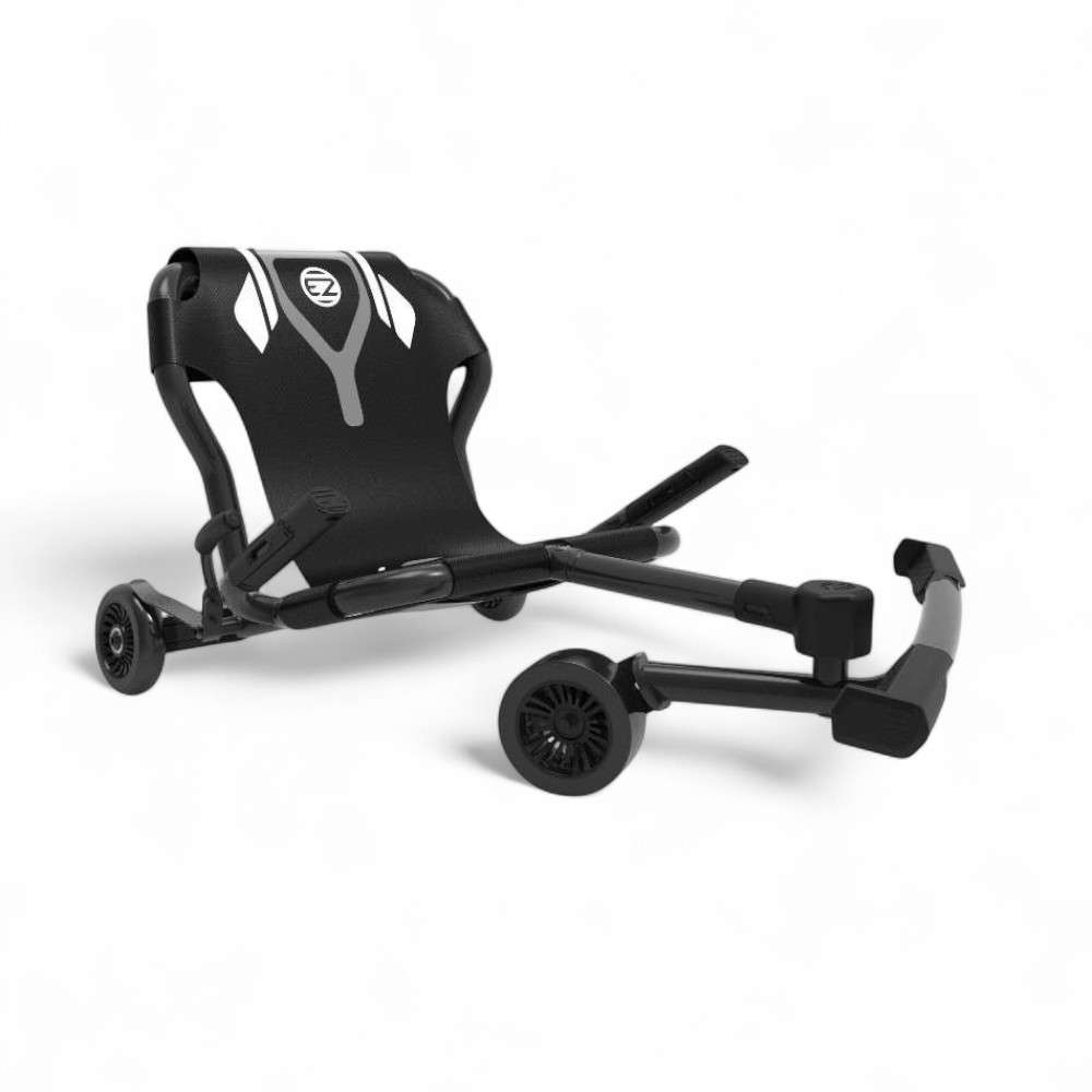 Kart sans pédales Ezyroller Classic X noir, vue avant complète sur fond blanc.