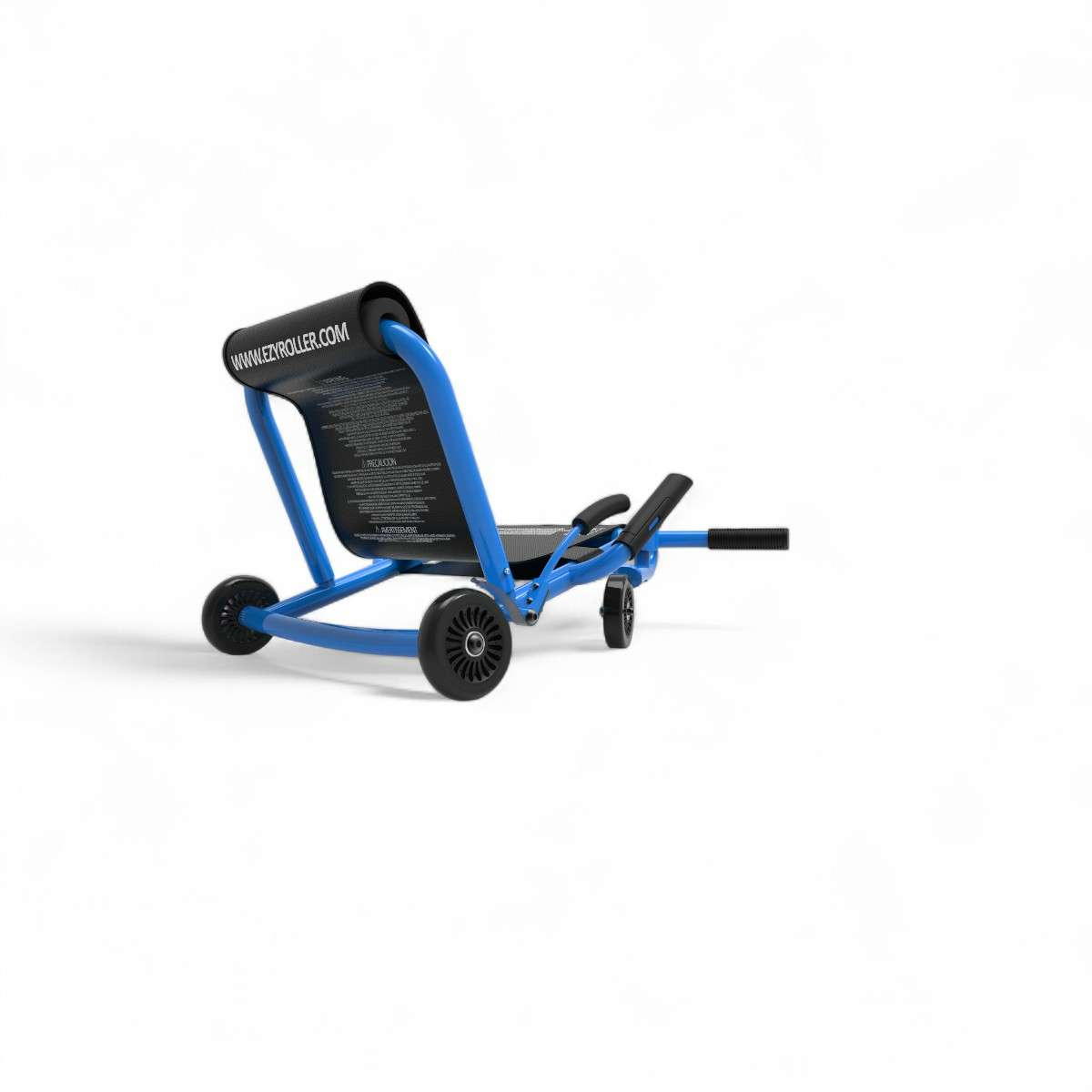 Ezyroller Classic bleu – vue arrière avec structure solide et roulettes silencieuses