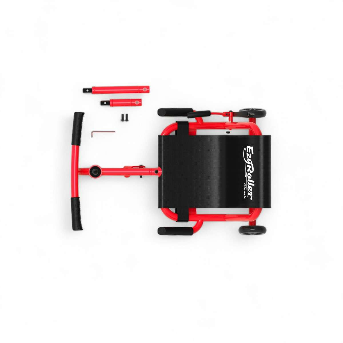 Ezyroller Classic rouge – vue du dessus avec structure et guidon