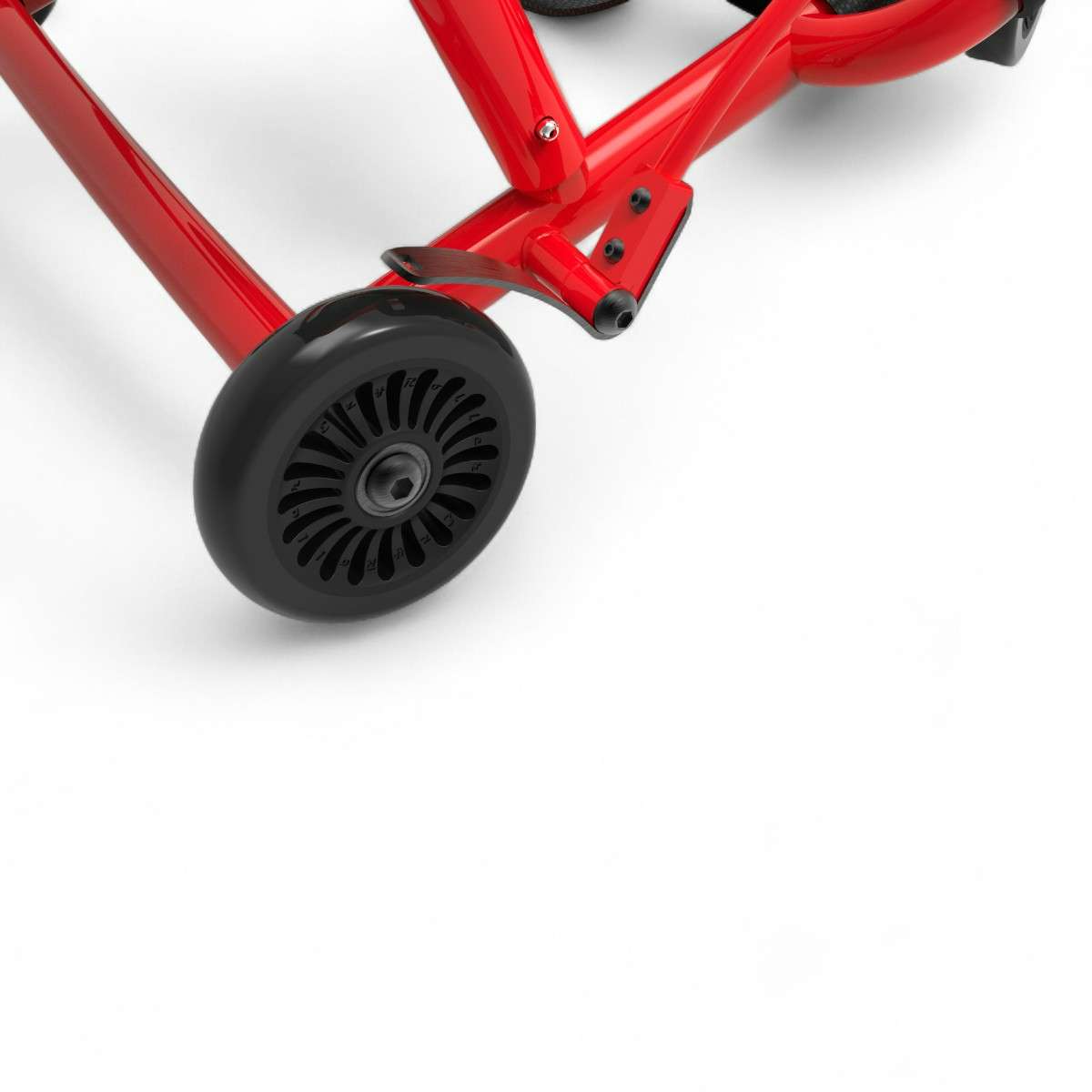 Détail du frein et des roues du Ezyroller Classic rouge