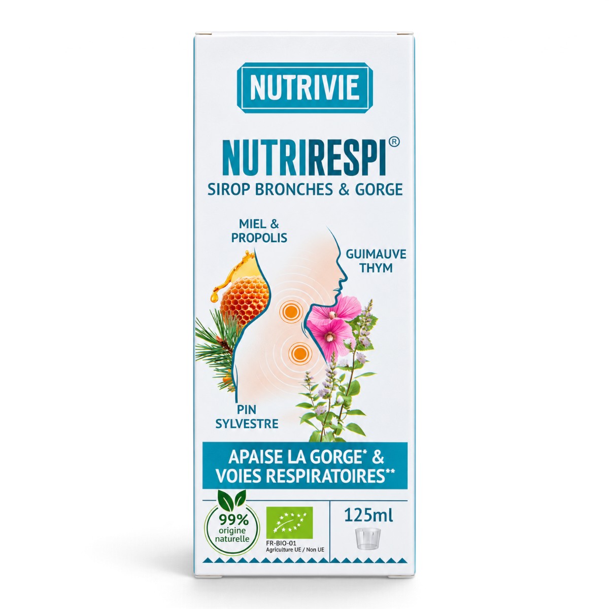 Sirop Gorge &amp; Bronches Bio NUTRIRESPI – Miel &amp; Propolis – 125 ml
