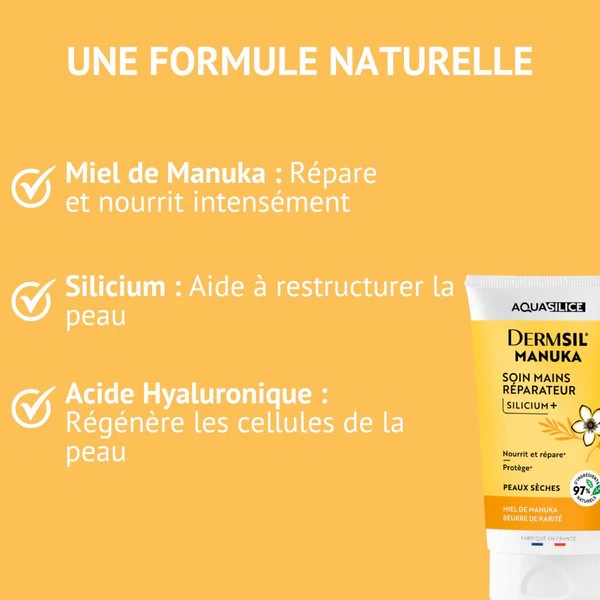 Actifs naturels Dermsil Manuka  Miel de Manuka, Silicium, Acide Hyaluronique