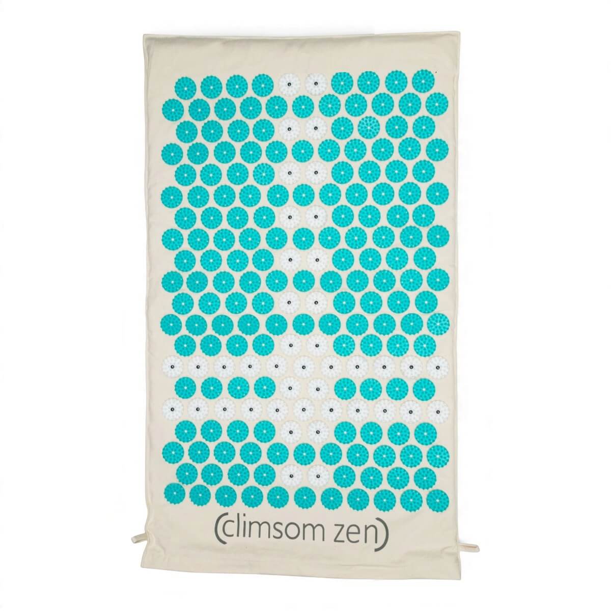 Tapis d’acupression et de magnétothérapie Climsom Zen  picots bleus et disques blancs à aimants disposés en T