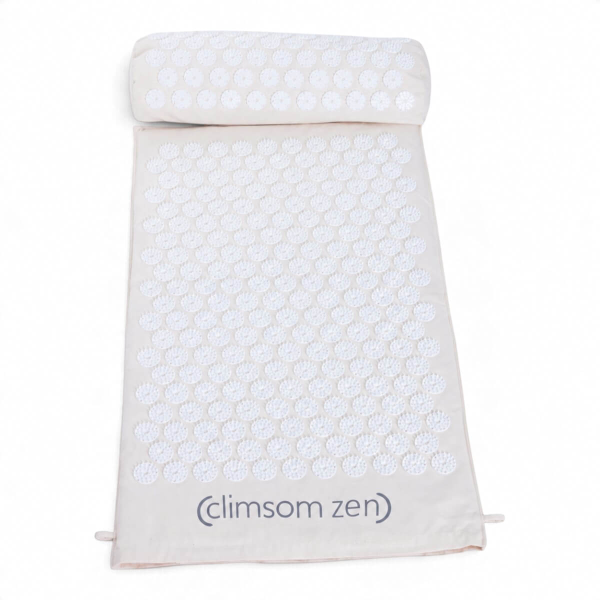 Tapis et coussin d’acupression Climsom Zen à picots blancs, vue de dessus