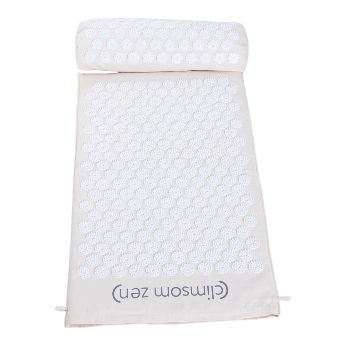 Pack Climsom Zen  tapis et coussin d’acupression à picots blancs sur housse en coton bio écru