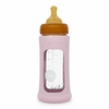 biberon-en-verre-borosilicate-hevea-col-large-250-ml-avec-manchon-caoutchouc-naturel-powder-pink