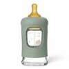 Biberon en verre borosilicaté Hevea 150 ml Seafoam Blue avec tétine, bouchon et manchon en caoutchouc naturel