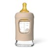Biberon en verre borosilicaté Hevea 150 ml sand avec tétine, bouchon et manchon en caoutchouc naturel