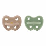 Lot de 2 Tétines Hevea planet rondes 3-36 mois caoutchouc naturel Tan Beige & Moss Green Two-Pack (1)
