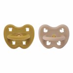 Lot de 2 Tétines Hevea planet rondes 3-36 mois caoutchouc naturel Golden Honey and Tan Beige_3 to 36 Months