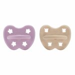 Lot de 2 Tétines Hevea planet rondes 3-36 mois caoutchouc naturel Light Orchid & Sandy Nude Two-Pack  (1)