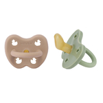 Lot de 2 sucette bébé Hevea planet physiologiques en Caoutchouc naturel 3-36 mois tan beige  et moss green