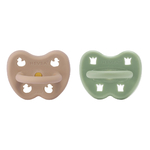 Lot de 2 Tétines Hevea planet physiologiques en Caoutchouc naturel 3-36 mois tan beige  et moss green