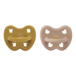 Lot de 2 Tétines Hevea planet physiologiques en Caoutchouc naturel 3-36 mois golden honey et tan beige