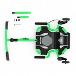 Ezyroller Drifter X vert en vue de dessus avec extensions, visserie et barre avant.