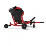 Vue arrière du Ezyroller Drifter X rouge montrant la structure inclinée et les roues directionnelles.