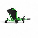 Ezyroller Spinner X vert vu de l’arrière, avec le siège en toile tendue et les roues arrière pivotantes.