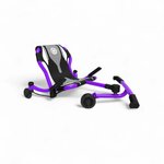 Vue d’ensemble du kart Ezyroller Spinner X violet, cadre violet et siège noir ergonomique.