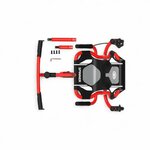 Vue de dessus du Spinner X rouge avec extensions, guidon et accessoires fournis.
